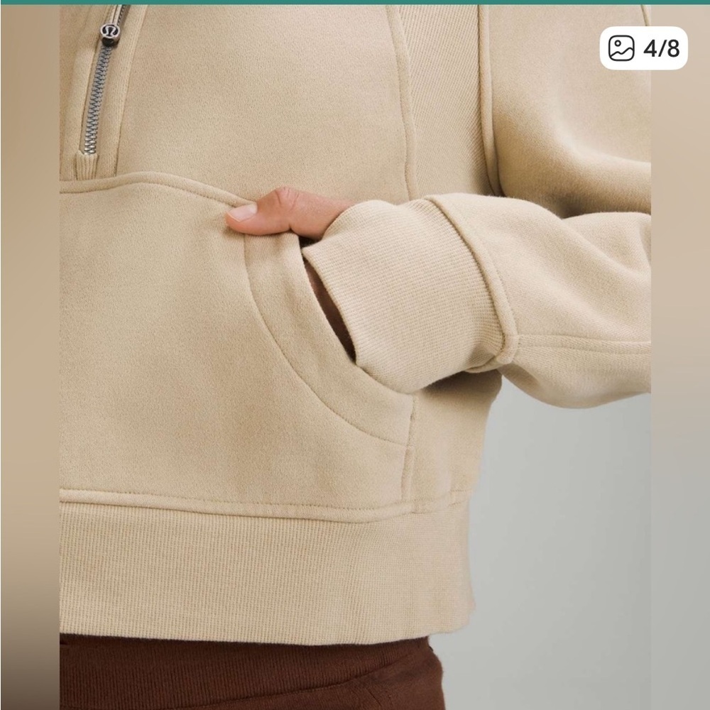 Beige tan Half-Zip Hoodie lululemon size medium large trench - Picture 4 of 11